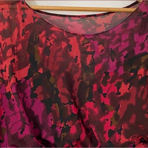 Robbie Bee vintage floral midi dress size 10 sheer overlay stretch belted pretty - Picture 5 of 10